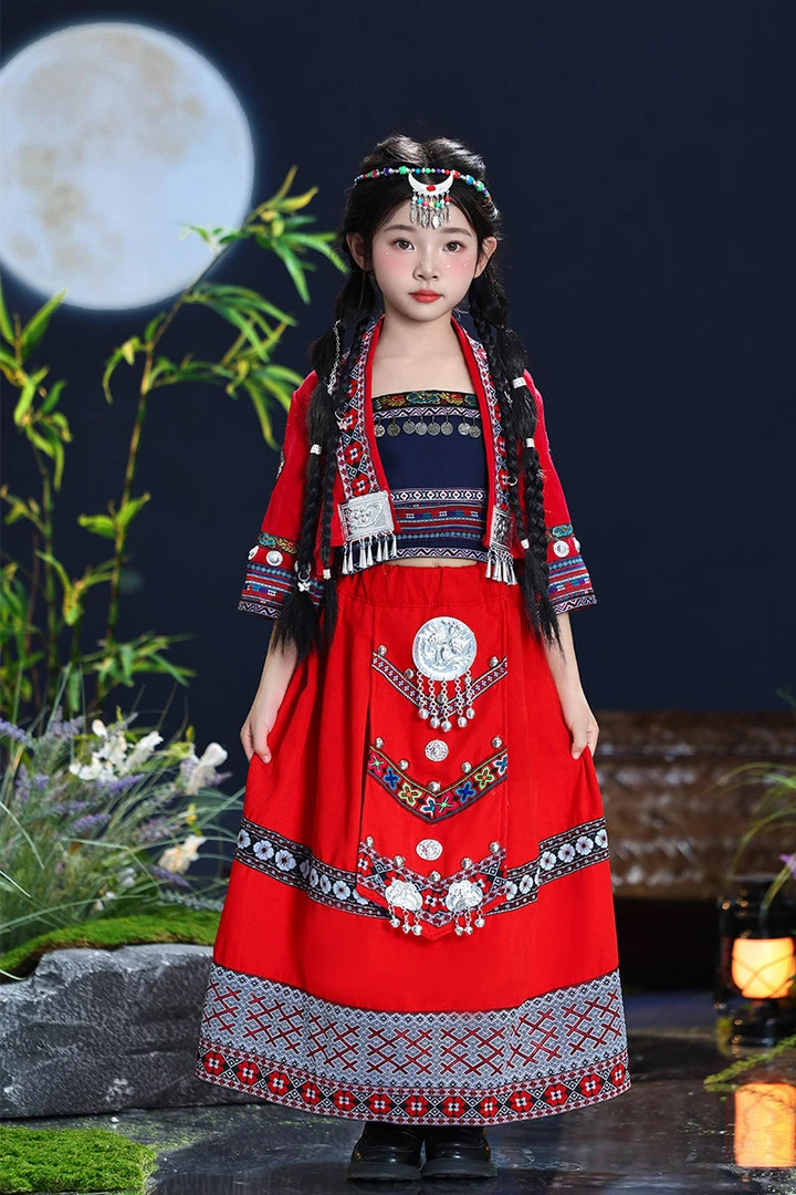 三月三壮族服装儿童女童少数民族服饰女童三件套