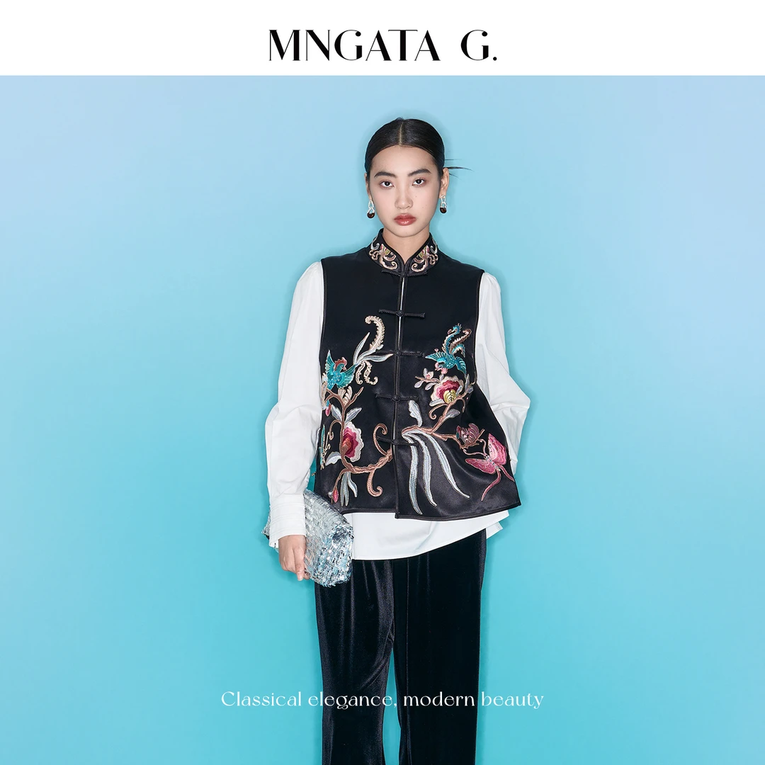 MNGATA G.宫小妍【凤凰于飞】夏日穿搭新中式国风刺绣马甲X3062802