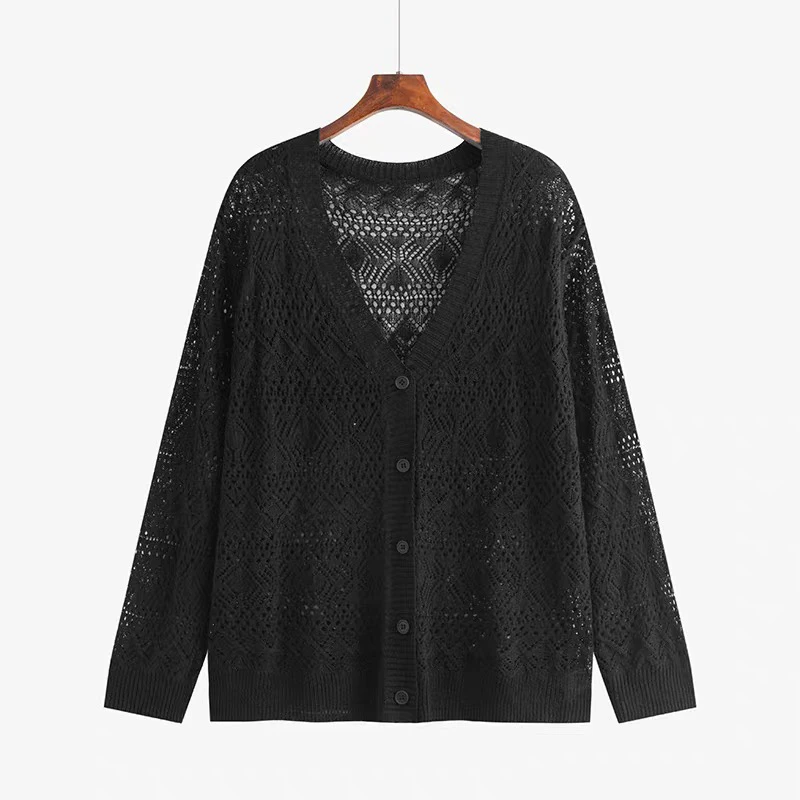 冰丝大码开衫长袖时尚百搭镂空薄款春夏气质宽松