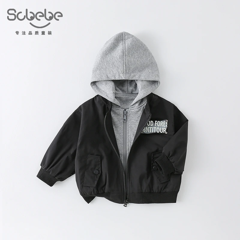 SCBEBE儿童时尚洋气2025春季新款韩版百搭英文灰帽外套AW850