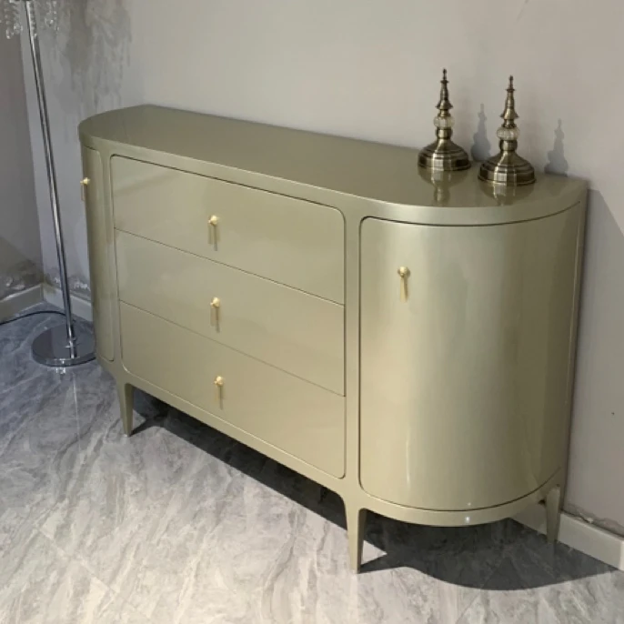 美式轻奢玄关柜半圆弧形餐边柜斗柜（尺寸可订制）