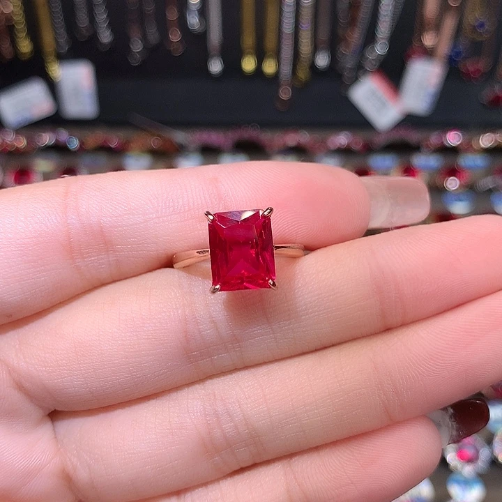 红宝石戒指银S925镶嵌810玫瑰金