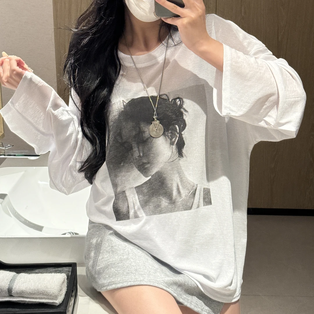 夏季慵懒风女孩款中长新款宽松时尚洋气冰感防晒T恤