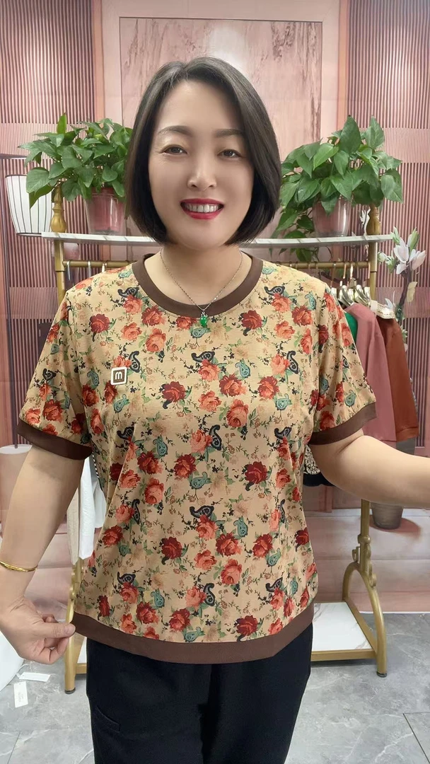 夏季新款圆领小花衫