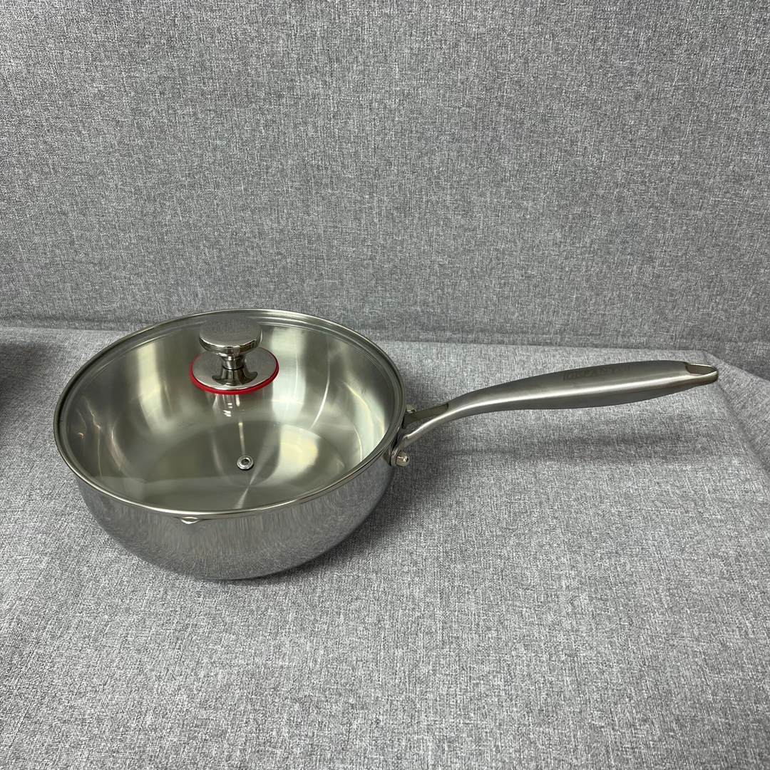 5-015 不锈钢雪平锅 单柄奶锅 亮光 24*9CM 2.5L 带盖重约1.57KG
