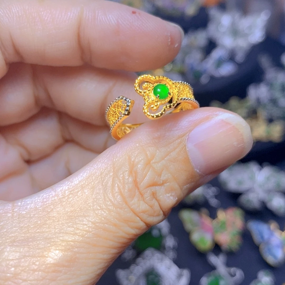 翡翠银S925镶嵌吊坠(不含链)天然