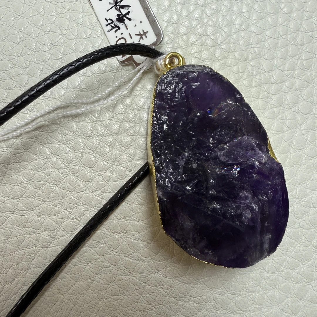 大块紫水晶吊坠项链