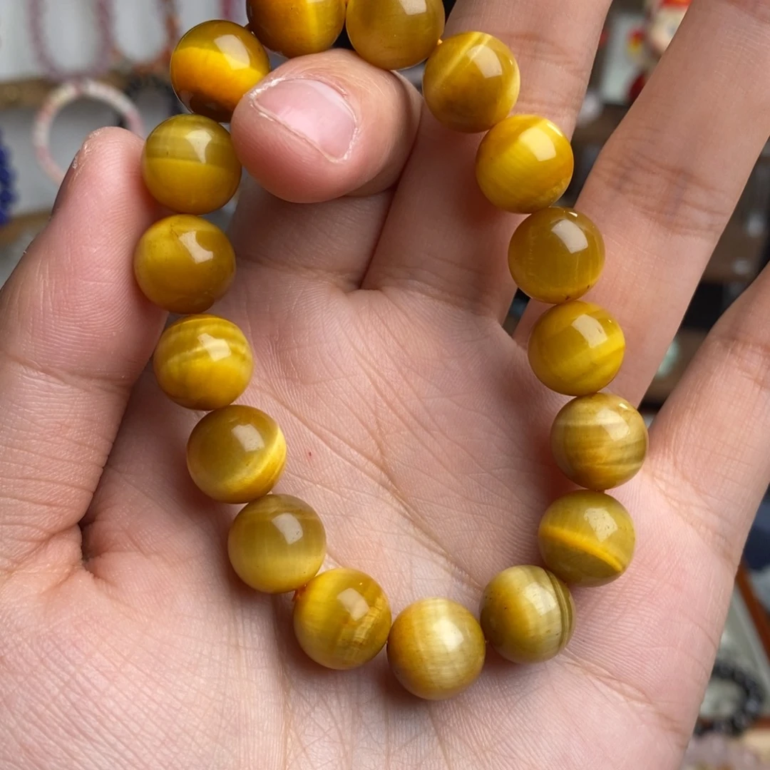 木变石（虎睛石）手串未镶嵌博**?金虎眼12mm