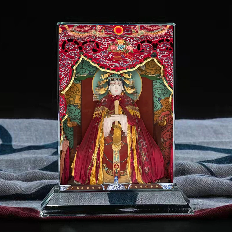 北京北顶娘娘庙碧霞元君水晶摆件摆台家里玄关桌面文创工艺品定制