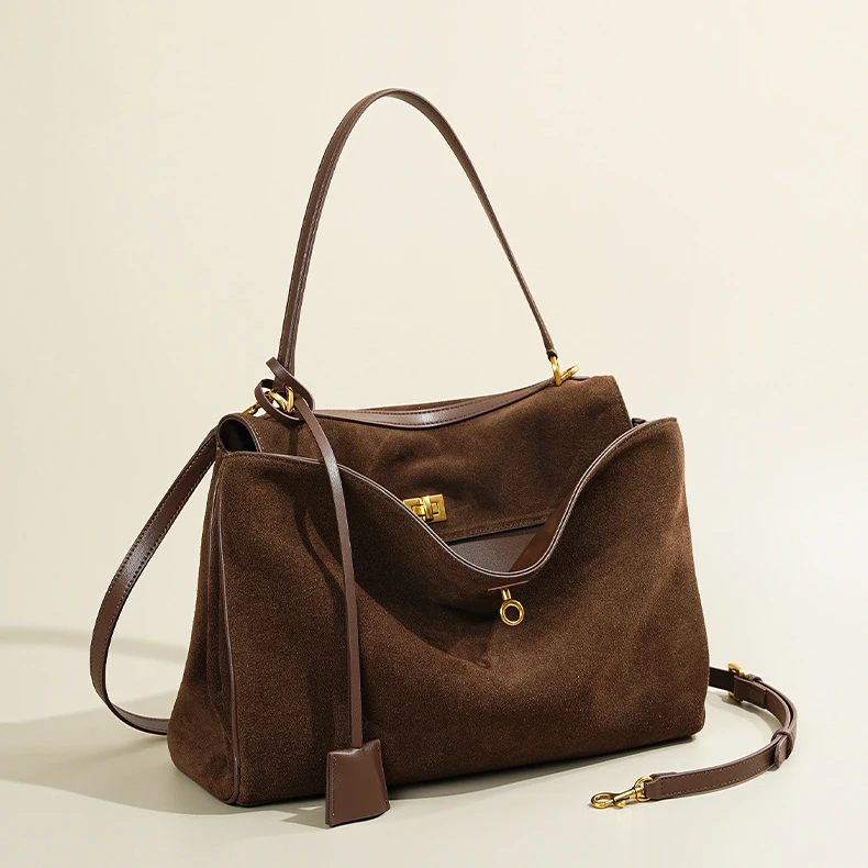 小众磨砂牛皮托特包女2025秋冬新款真皮单肩腋下包通勤百搭手提包