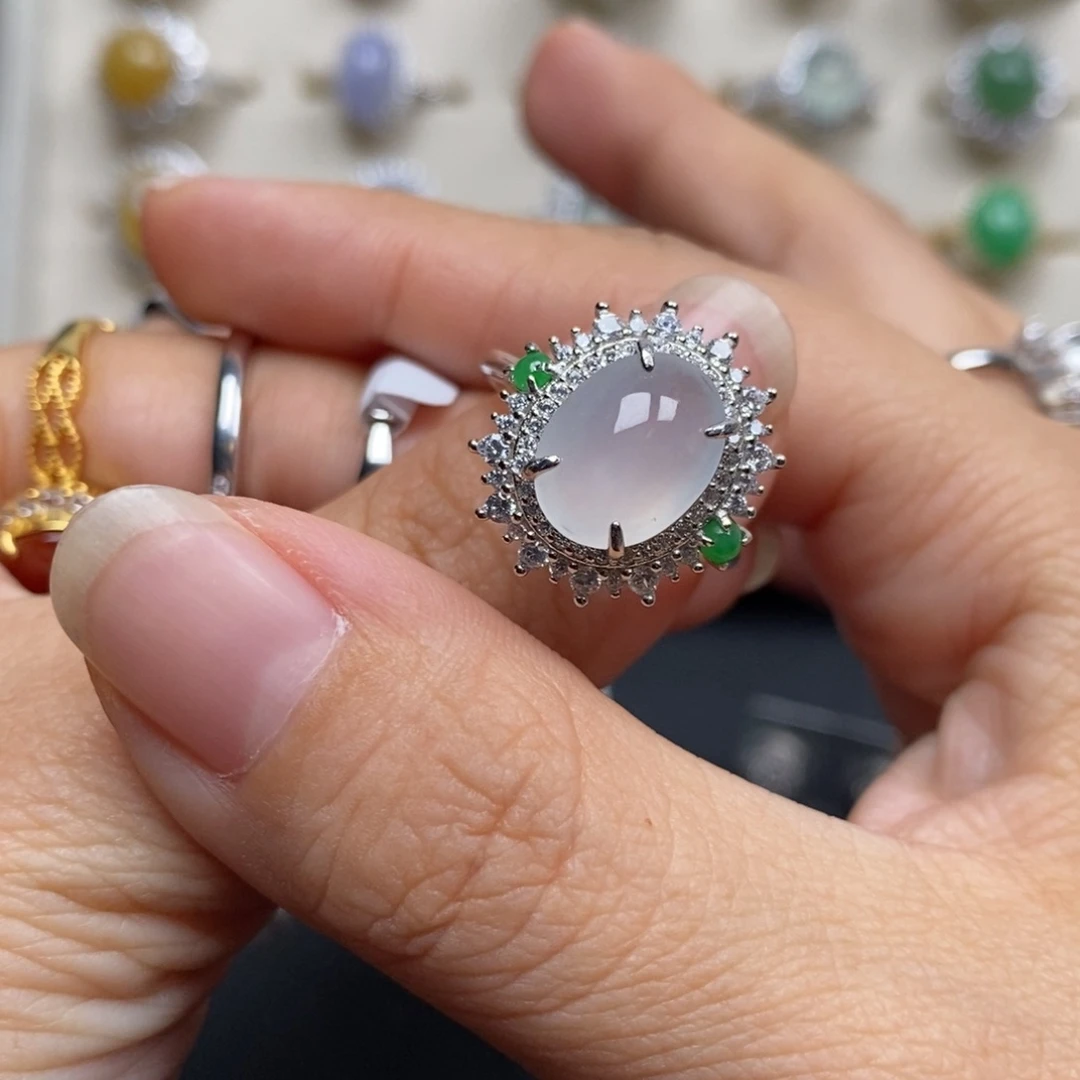 翡翠戒指银S925镶嵌等****醒戒指