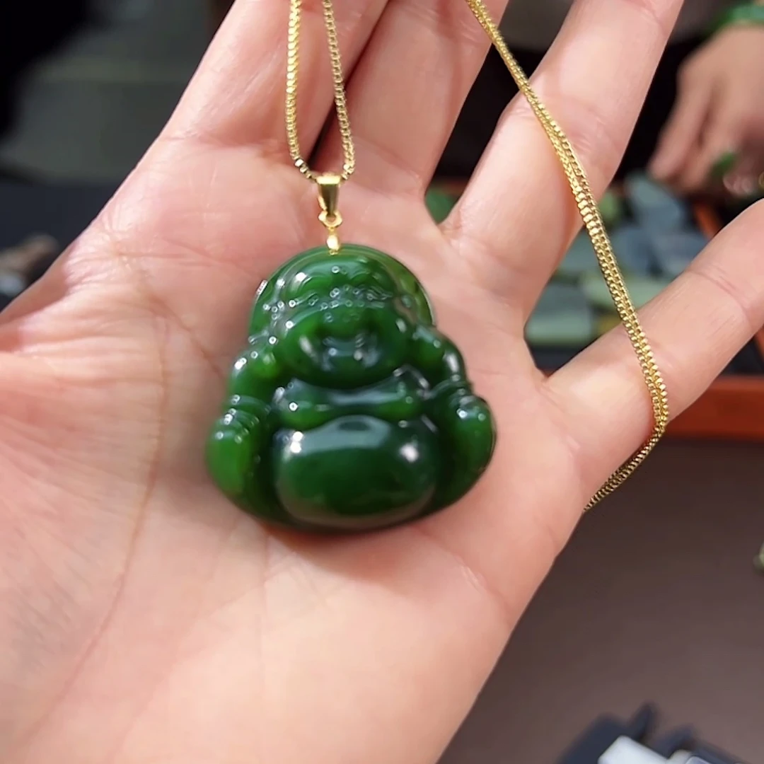 和田玉（碧玉）银S925镶嵌颈饰35