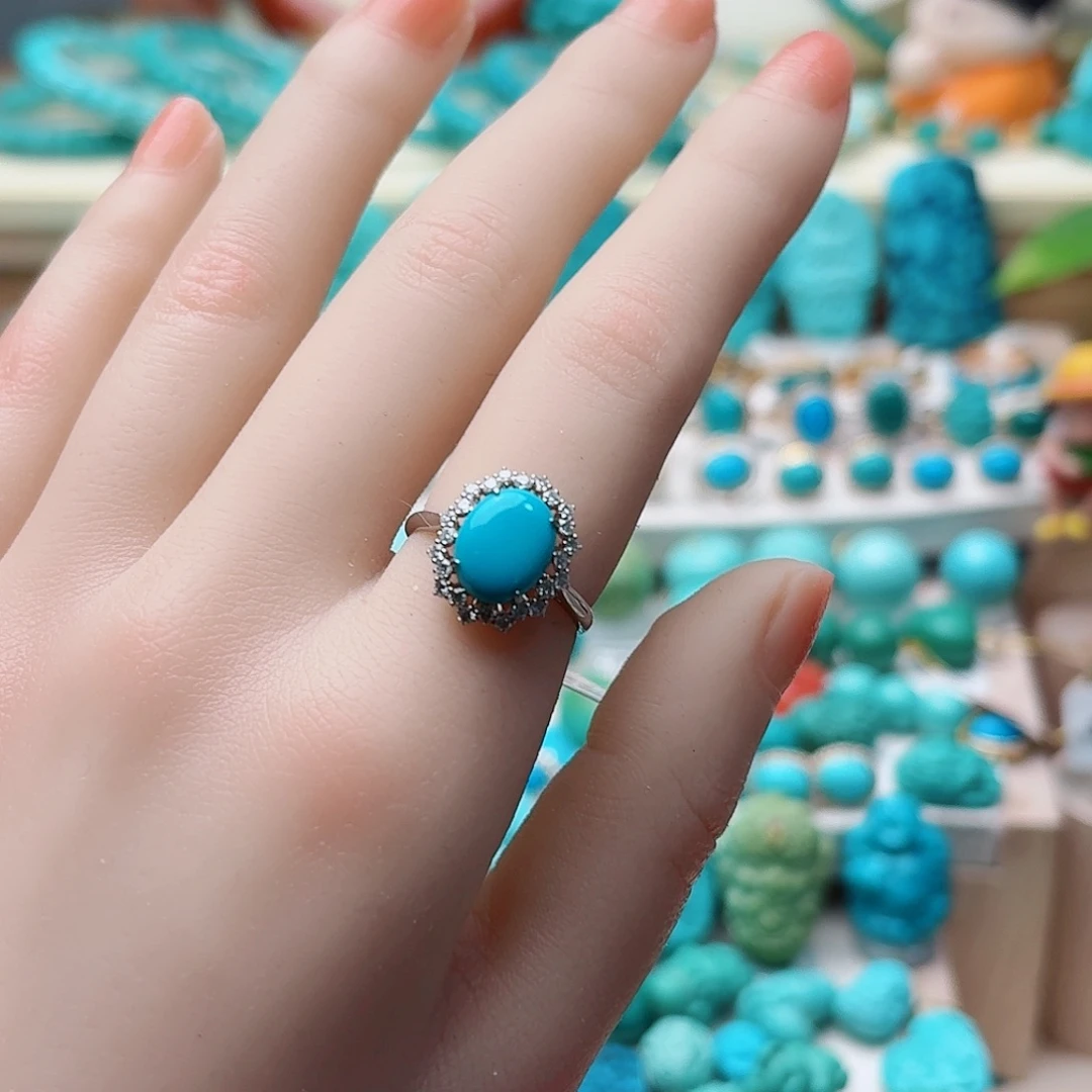 绿松石银S925镶嵌戒指