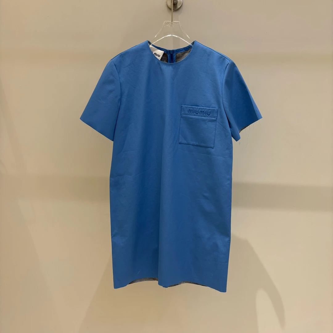未使用 MIU MIU/缪缪 MIU1805 logo府绸针织连身裙 36码原价15200