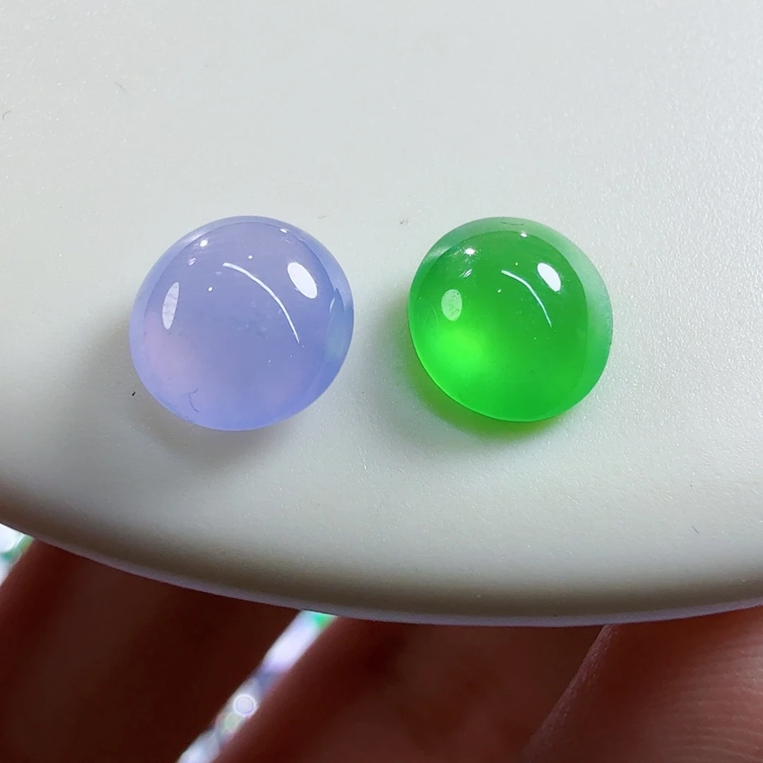 翡翠未镶嵌颈饰一对高冰甜色