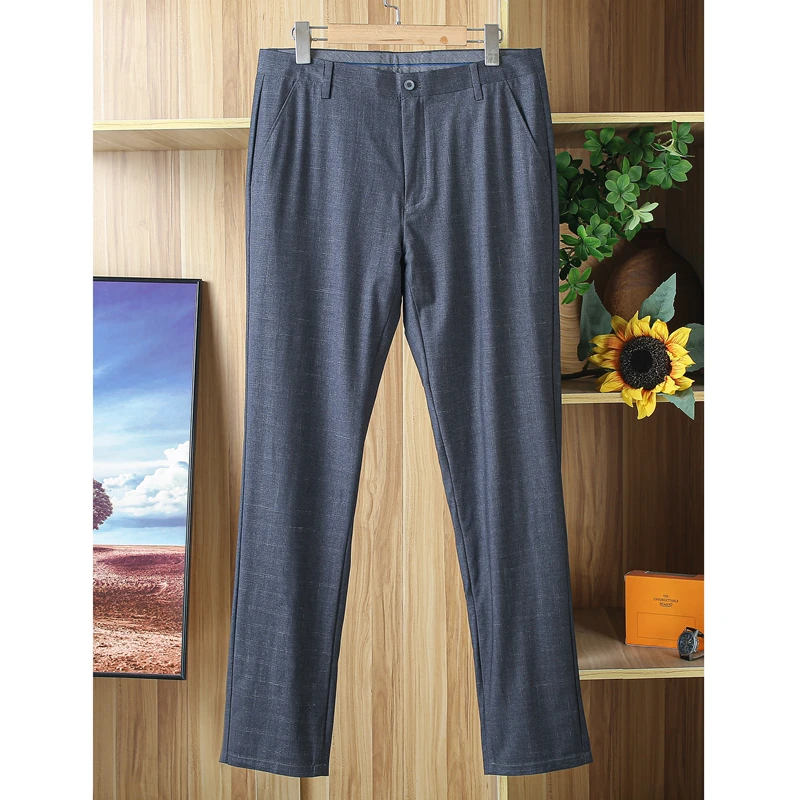 一线撤柜男裤深灰色男士休闲裤夏季薄款中年男人的裤子直筒长裤