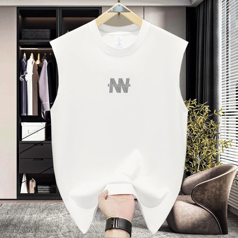 夏季新款纯棉男女同款无袖T恤休闲运动背心男士百搭宽松圆领坎肩