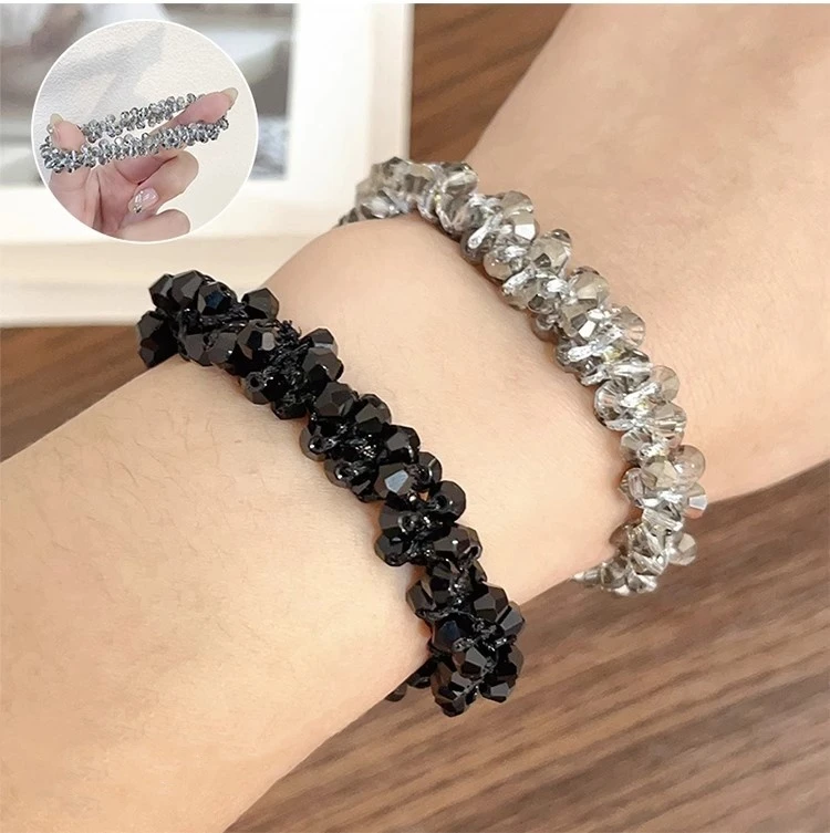 韩国水钻轻奢头绳碎碎冰高级感发圈名媛发绳手链两用