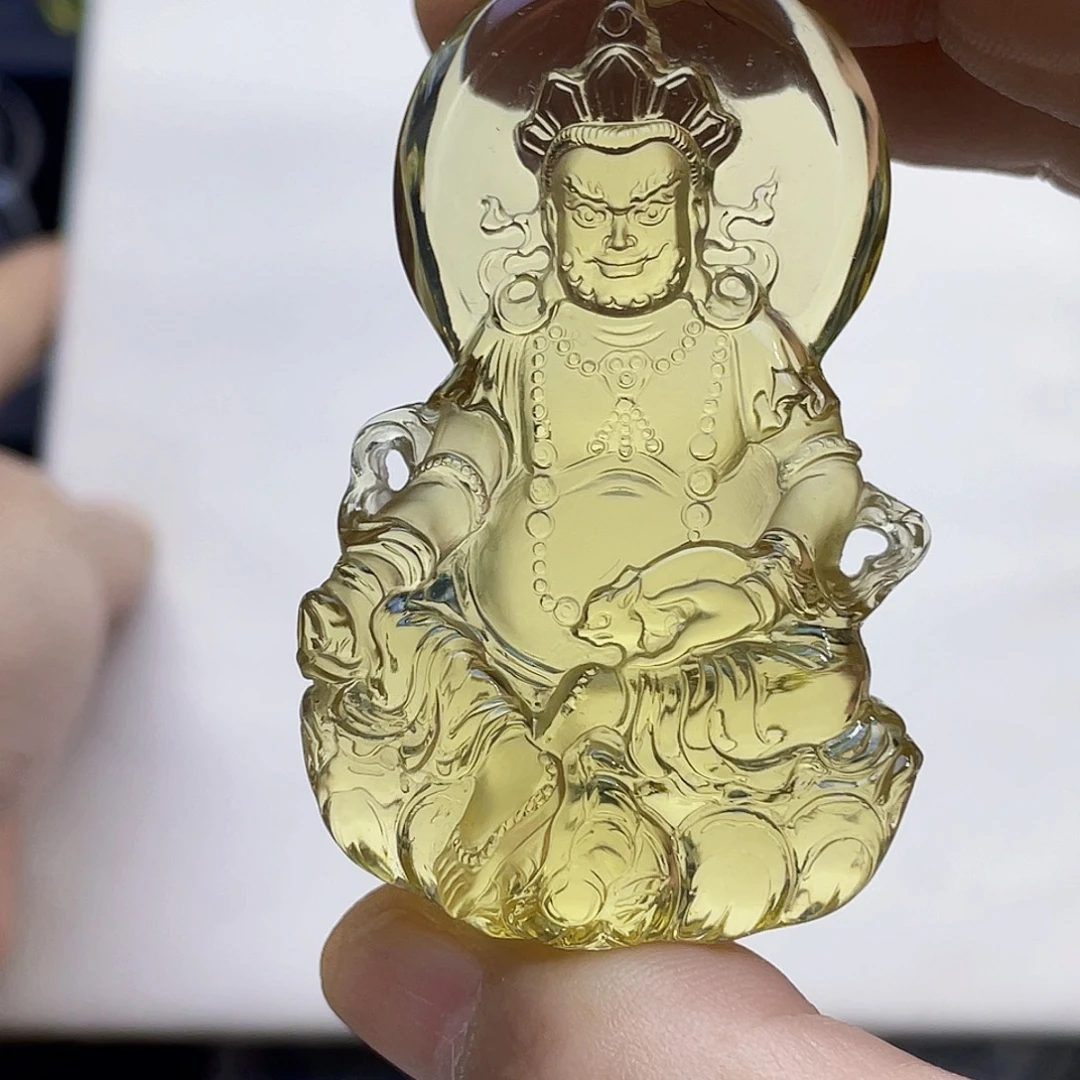 A***X水晶颈饰未镶嵌黄水晶大师精雕黄财神吊坠