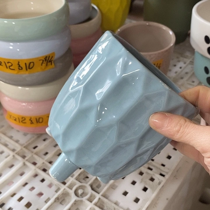 陶摆件陶盆有孔 瑕疵针孔漏釉介意勿拍外口 12外高13