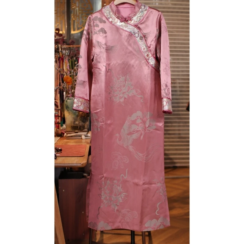 【玉溪非遗】高端气质感长袖旗袍风连衣裙  XA6029