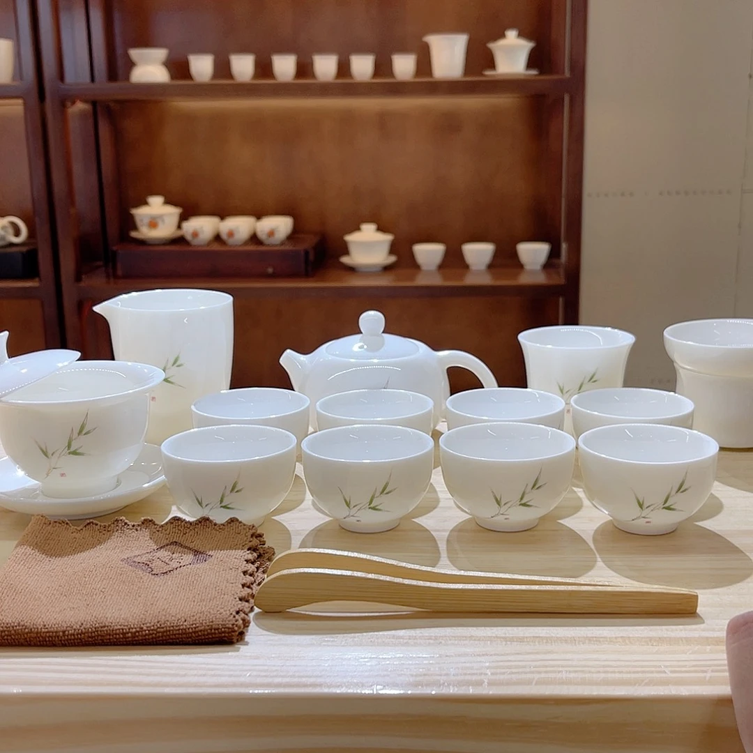 瓷片玄致羊脂玉瓷茶具套装