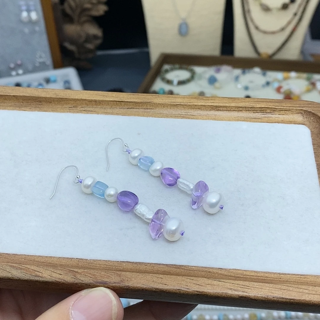 【闪购商品】银S925镶嵌耳饰紫晶