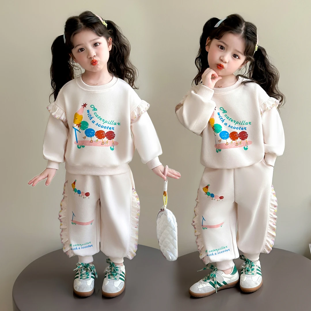 女童秋装外套2025新款洋气休闲卫衣儿童春秋季运动宝宝两件套装潮