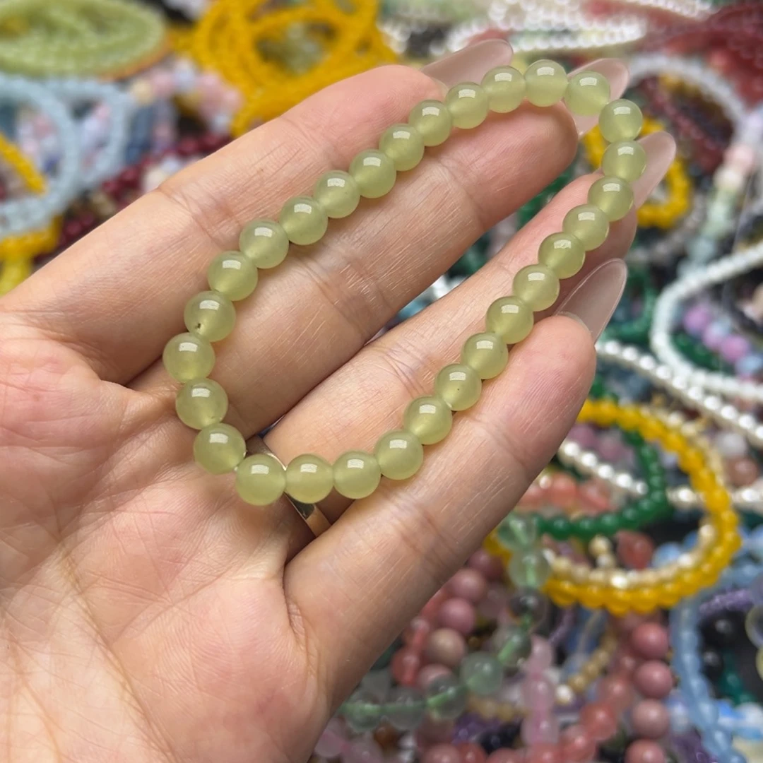 烟晶手链未镶嵌和田玉