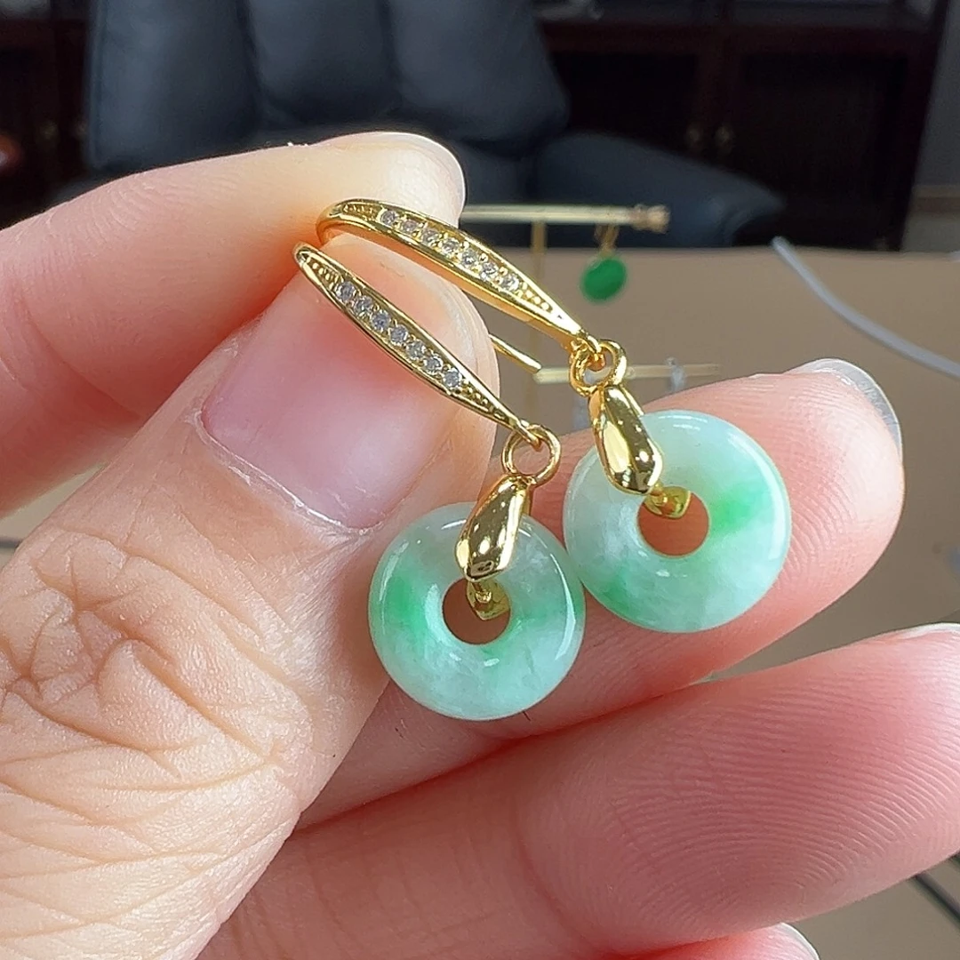 翡翠银S925镶嵌耳饰耳饰52