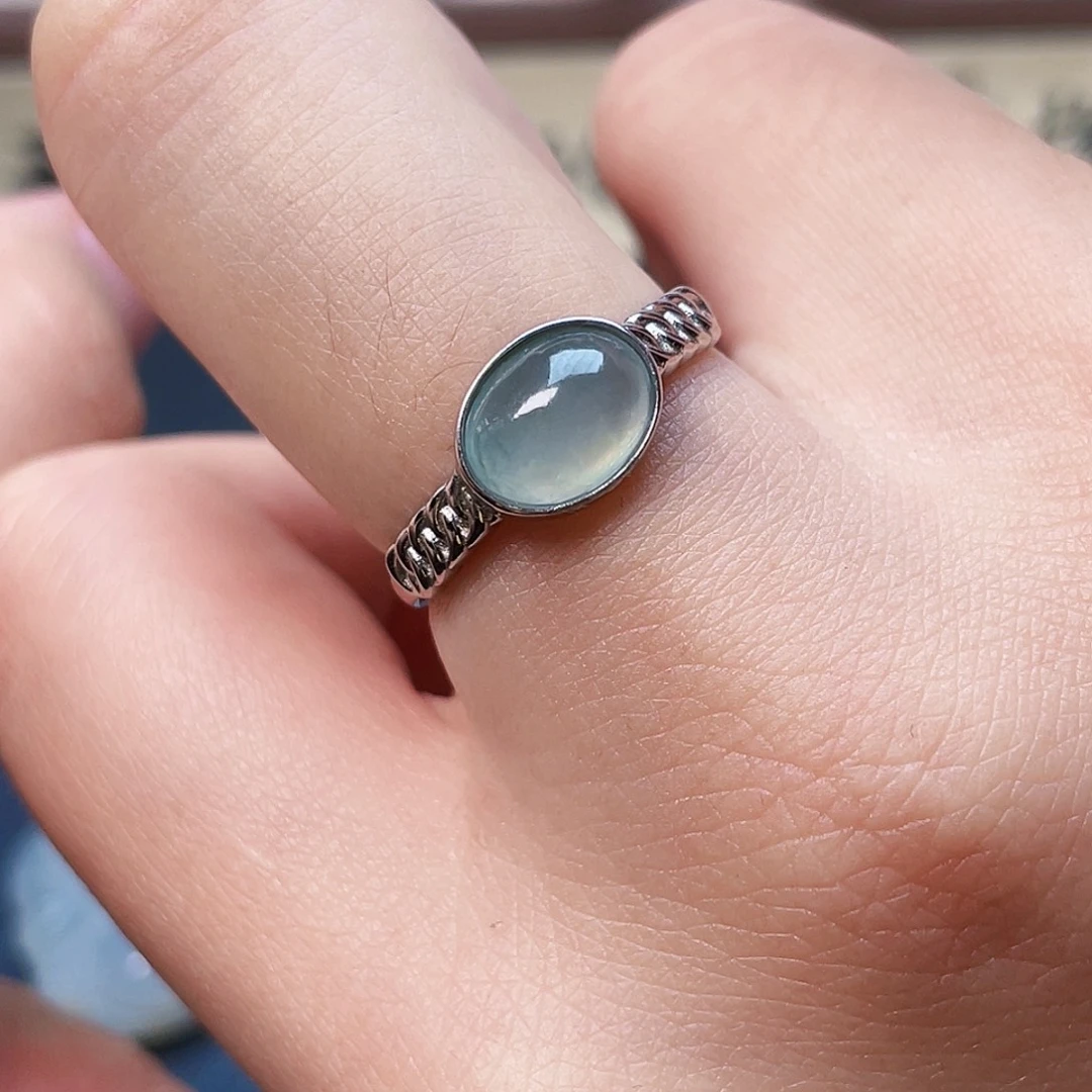 翡翠戒指银S925镶嵌戒指