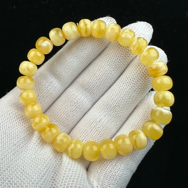 G1662天然原矿蜜蜡 手串8.2mm8g抖音基地质检发货