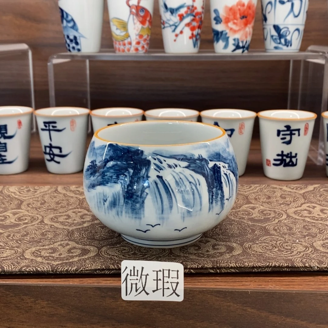 釉下彩老陶泥手工绘制