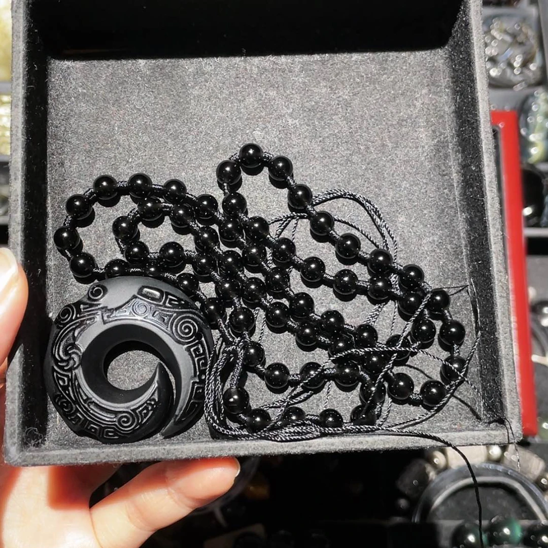 【闪购商品】未镶嵌黑曜岩套链小*总