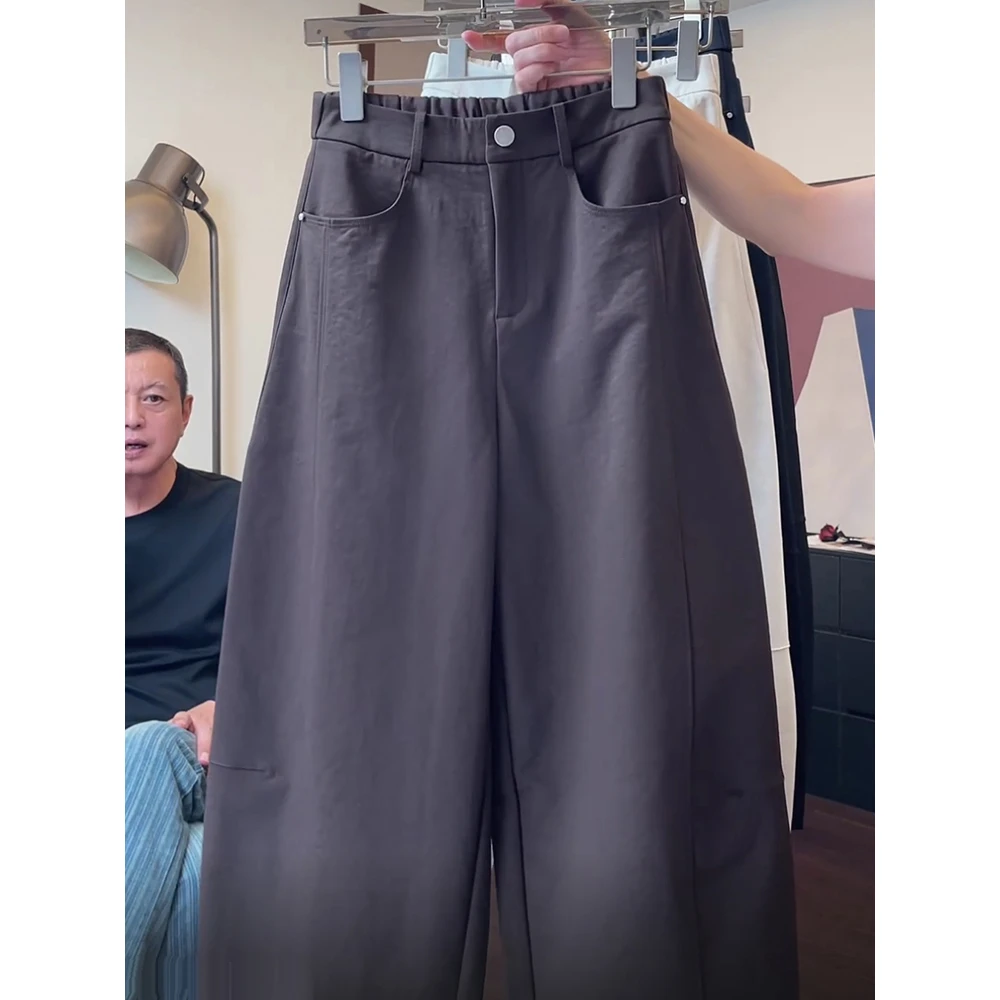 慵懒风弯刀阔腿裤女2025秋季新款大码宽松显瘦遮胯百搭休闲长裤子