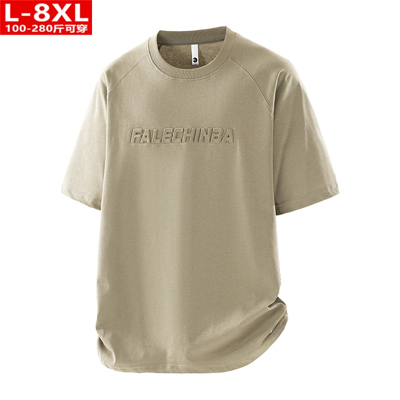 夏季潮流男装纯棉印花圆领短袖T恤 胖男士加肥加大码宽松休闲体恤