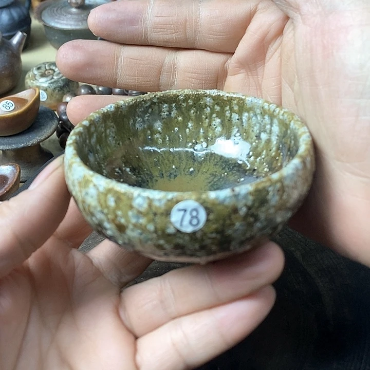 杯手工粗陶、柴烧茶器