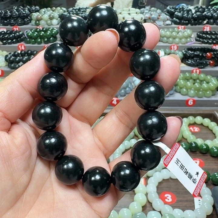 未镶嵌手链和田玉新疆黑青卡16