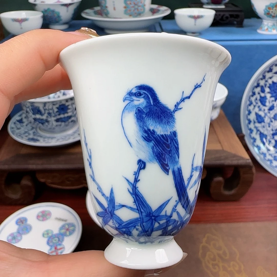 景德镇微瑕青花花鸟