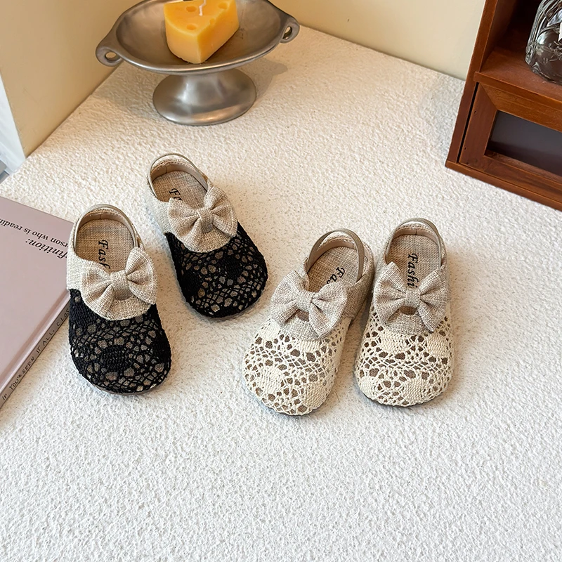 韩版女童鞋夏季女宝编织渔夫鞋森系儿童包头凉鞋软底蝴蝶结凉拖鞋