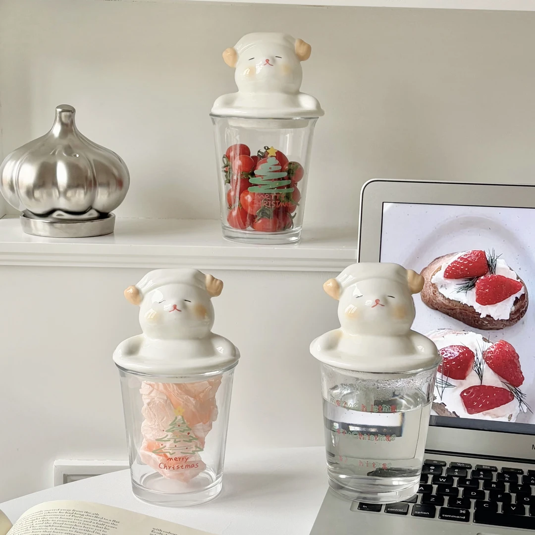 通用单独陶瓷盖子ins可爱小羊马克杯杯盖配件单卖小众防尘盖家用