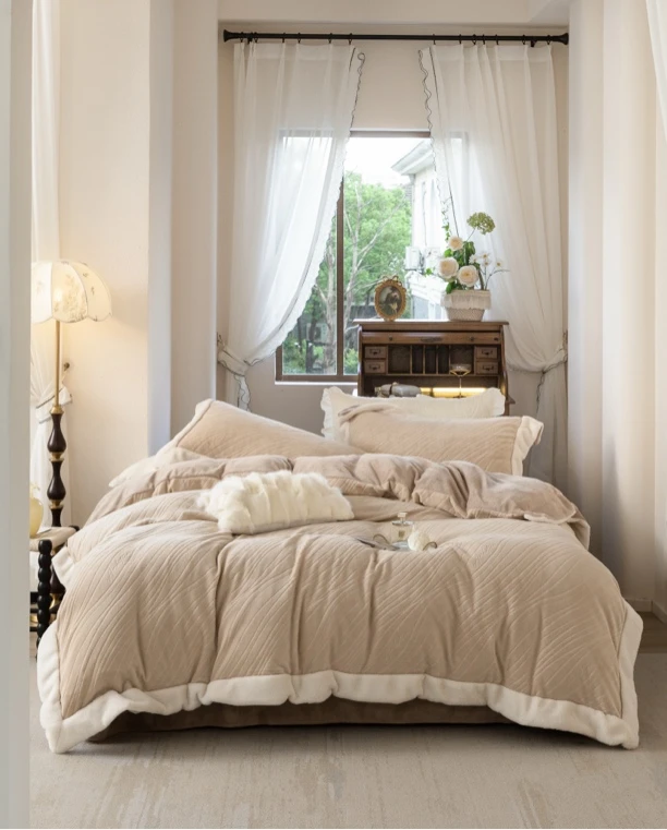 简约高级波浪纹牛奶绒