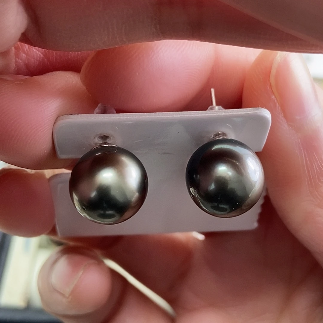 海水珍珠耳饰银S925镶嵌