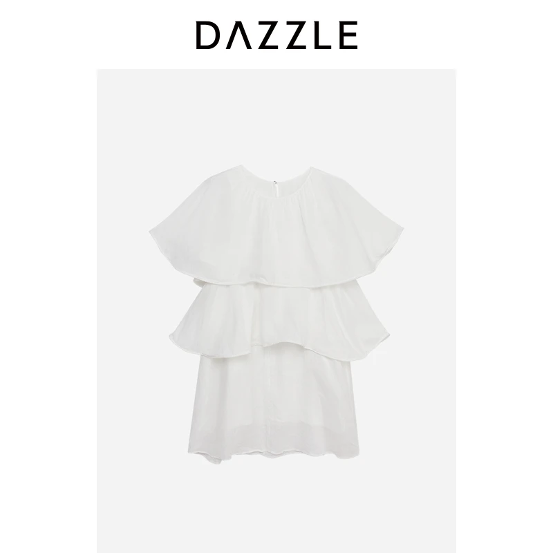 专选DAZZLE地素奥莱 连衣裙女优雅气质圆领纯色蛋糕裙2H3O419