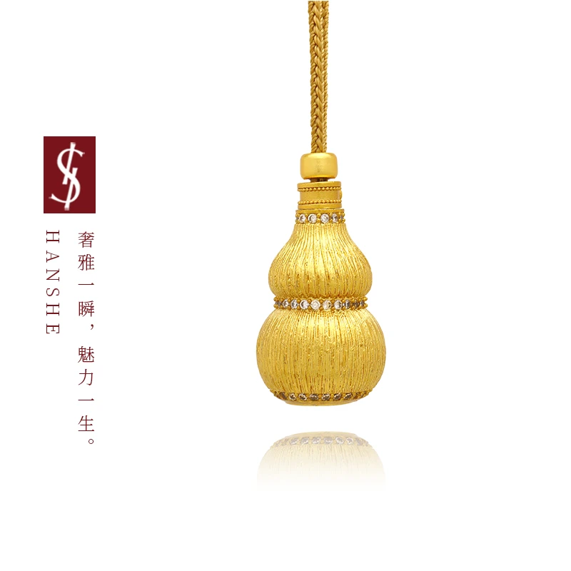 HANSHE/韩奢 拉丝葫芦随身佛项链铜合金镀K金吊坠