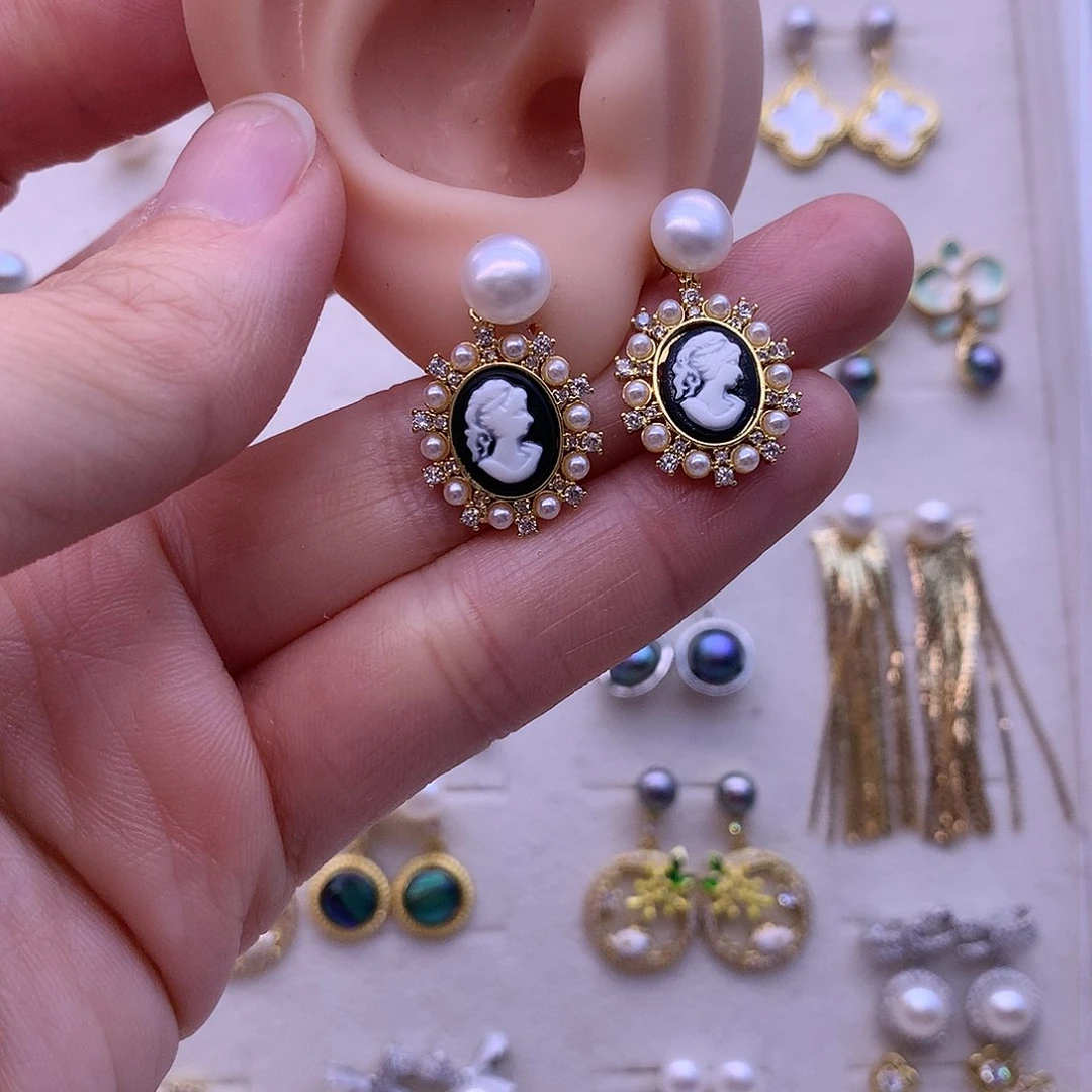 淡水珍珠耳饰合金