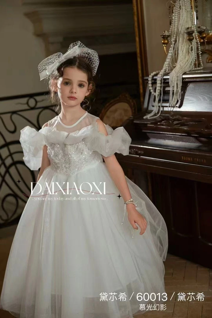 【黄小七kids童装】DX蝴蝶仙子白色礼服裙