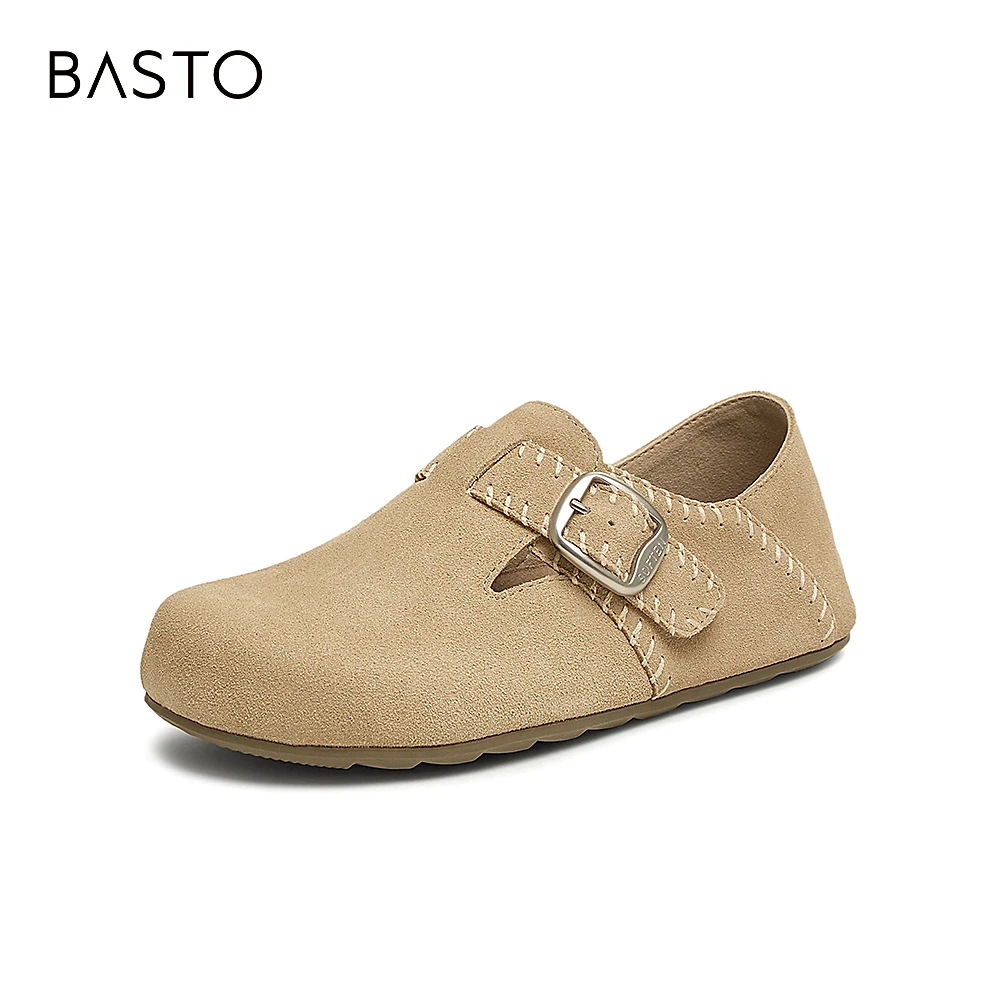 【慵懒时光】百思图25春商场同款简约复古勃肯鞋平跟女单鞋A5983AM5