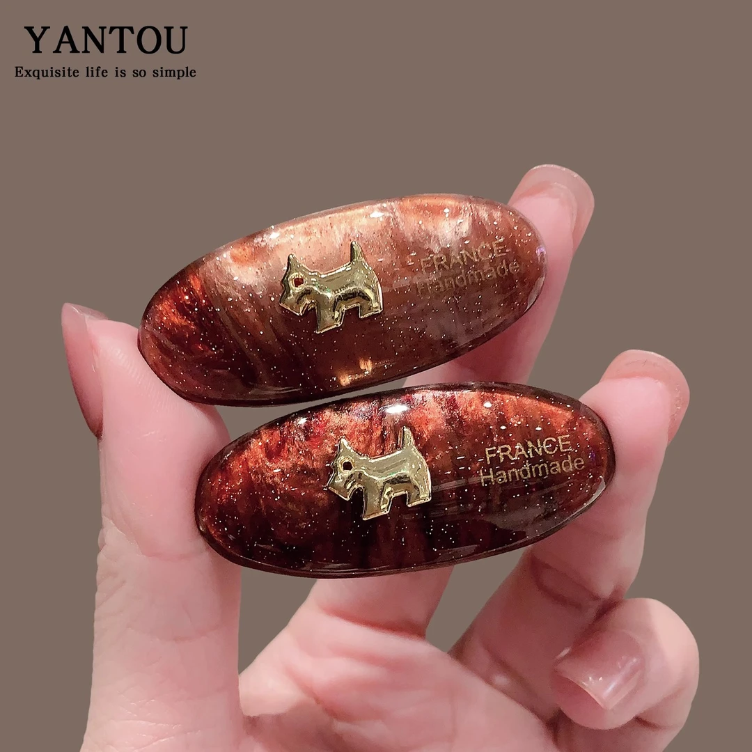 东大门同款可爱高级感小狗发夹气质复古鸭嘴夹时尚精致碎发夹发卡