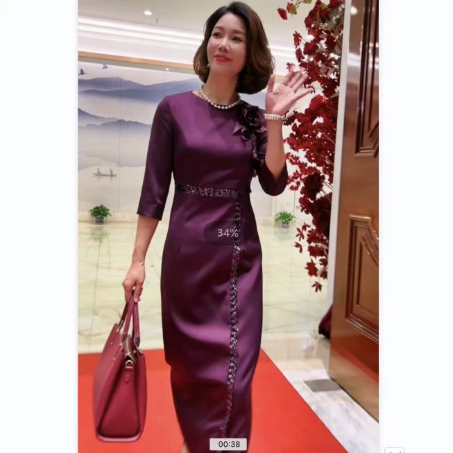 DS-0063喜妈妈喜婆婆设计师修身优雅高贵敬酒服气质百搭婚礼